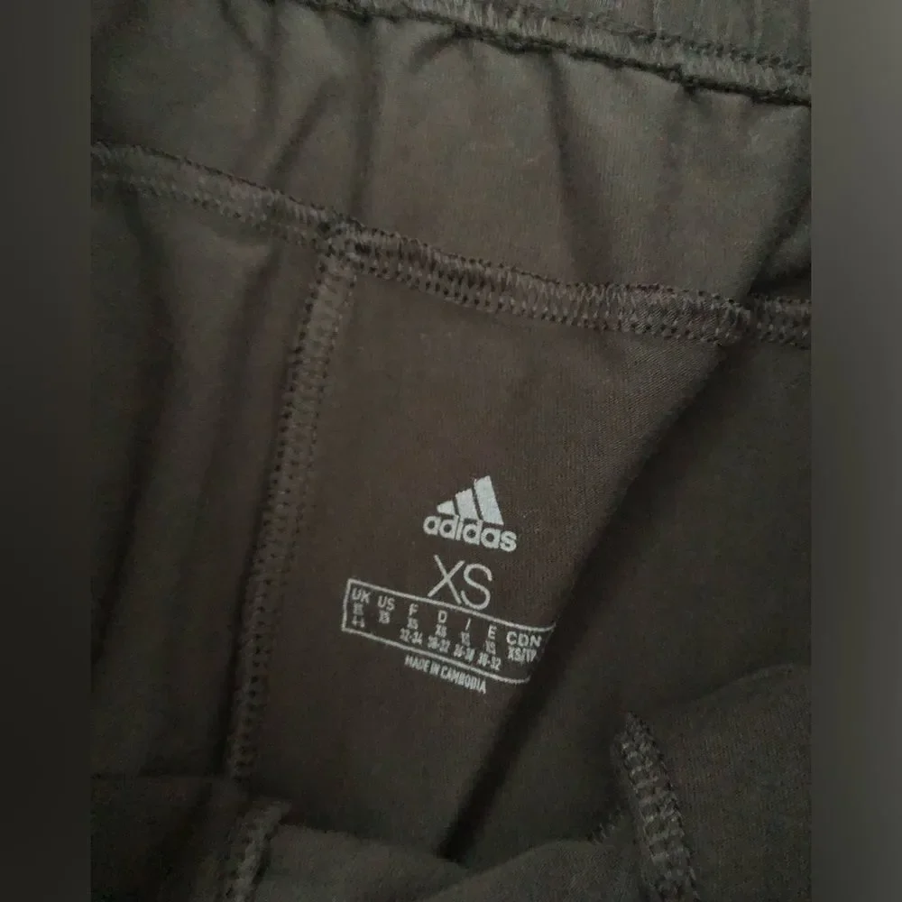 Adidas Essentials French Terry white Stripes Pants Black Joggers women size XS